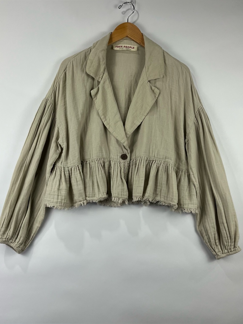 Free People Lyra 100% Cotton Tiered Bed Jacket Boho Cropped Medium